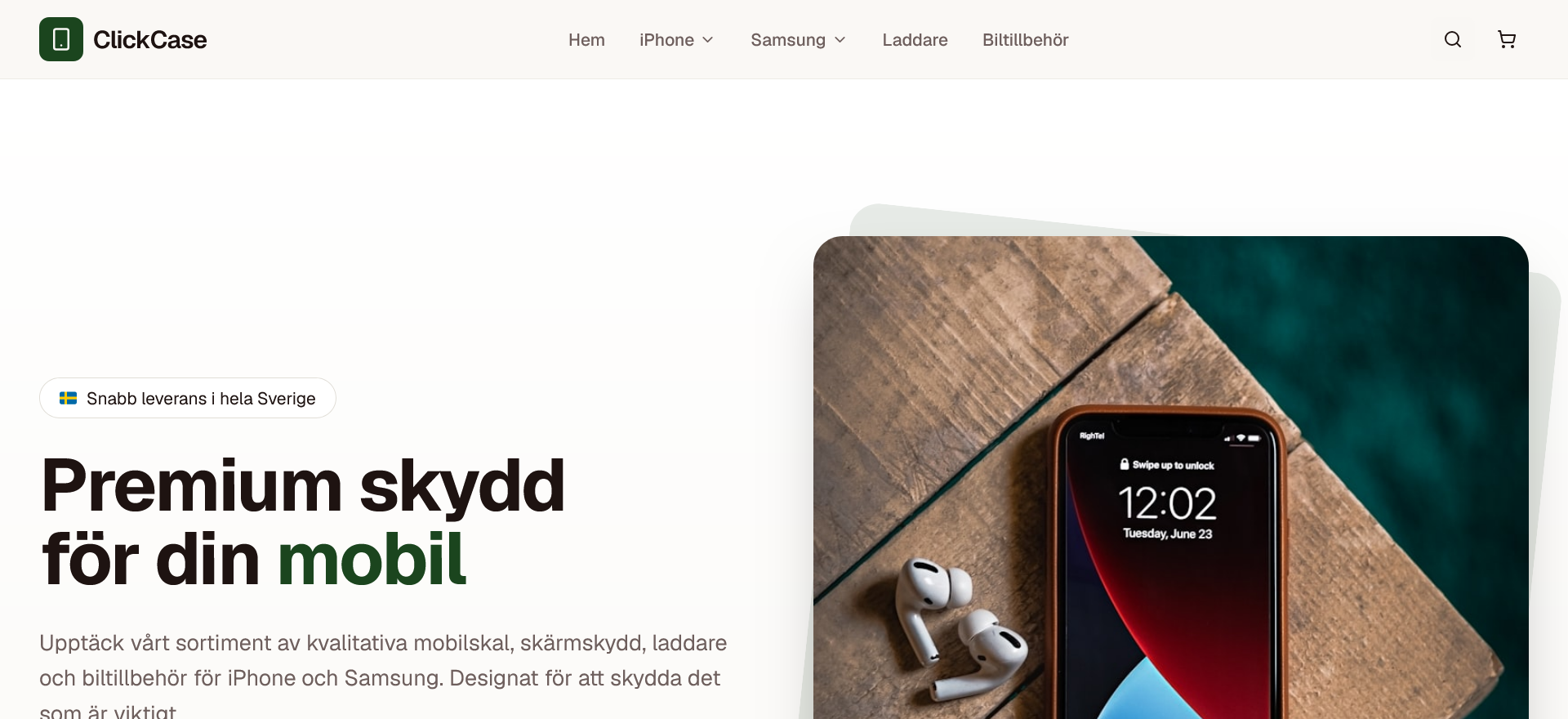 ClickCase.se screenshot