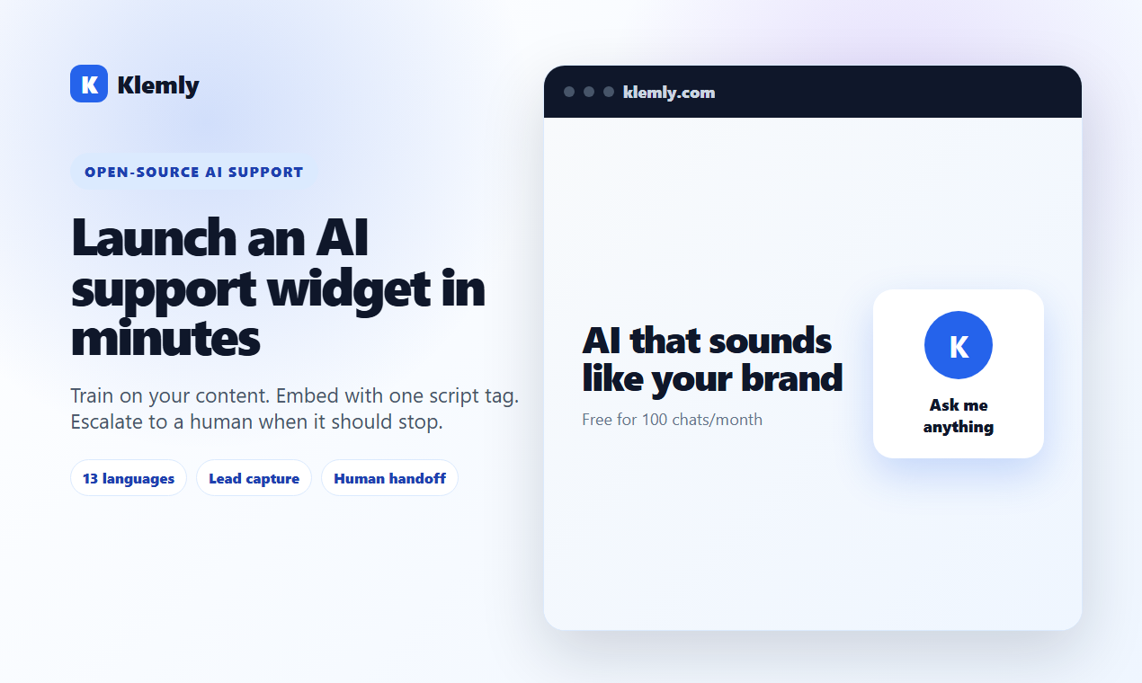 Klemly website screenshot